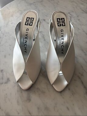 Givenchy Cream Leather Open-Toe Mules